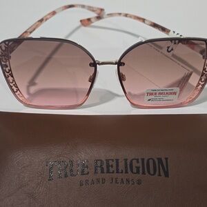 PINK True Religion Women's  Gradient Square Sunglasses Shades Branded Temples